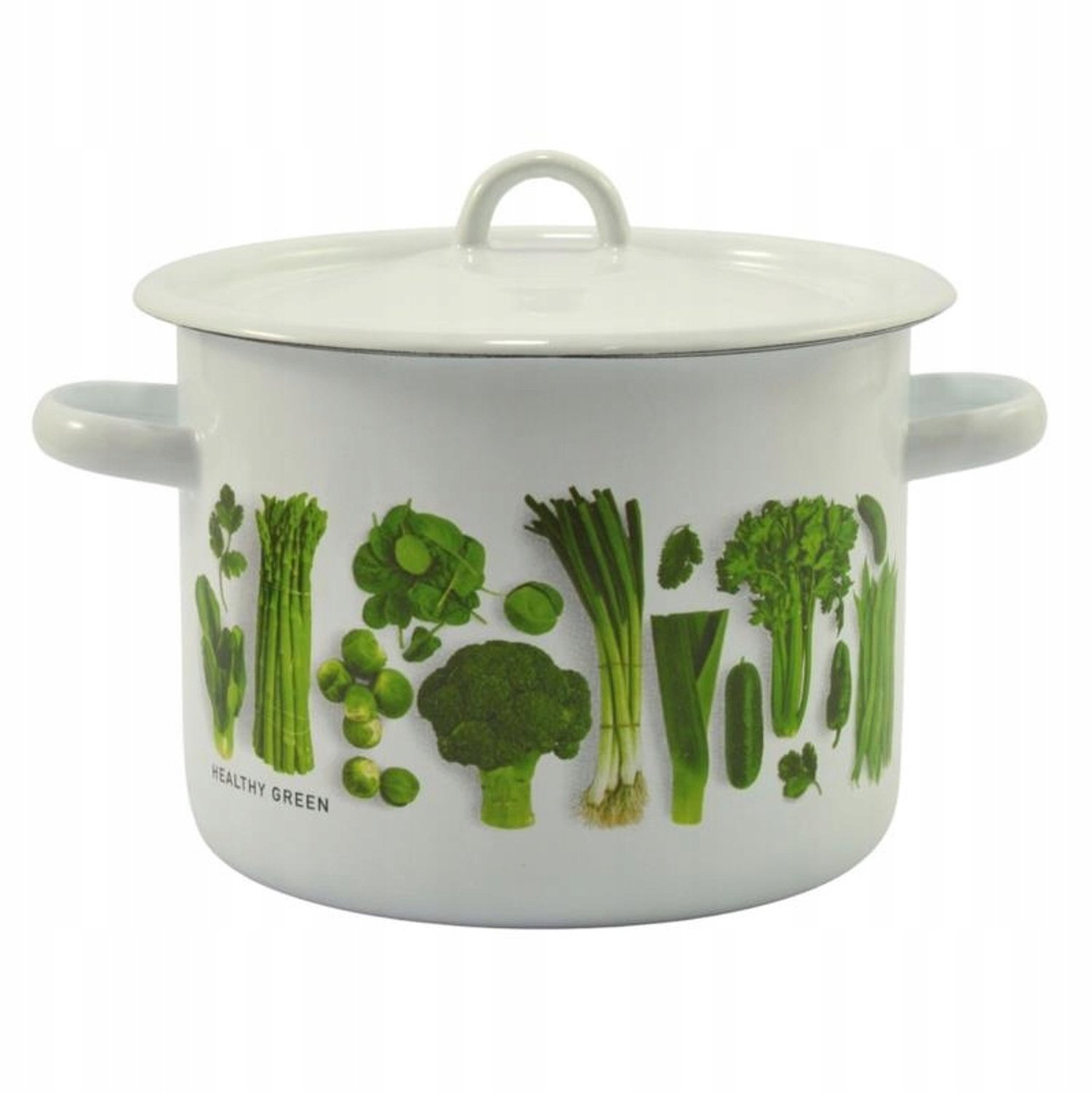 Emaille pan 20cm 4.5L met deksel - Groenten design