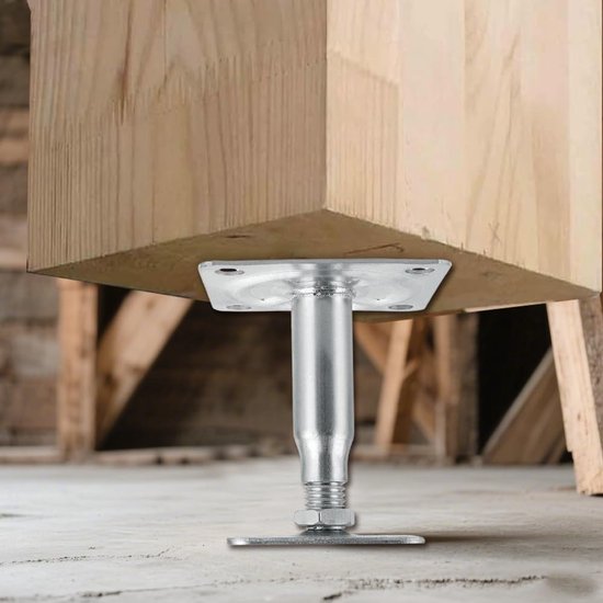 Set van 4 Verstelbare Paalsteunen, Gegalvaniseerd 100-150 mm, Ideaal voor Betonfunderingen, Ondersteuning voor Schuren en Carports, Verstelbare Steunpalen voor Constructie — afbeelding 4