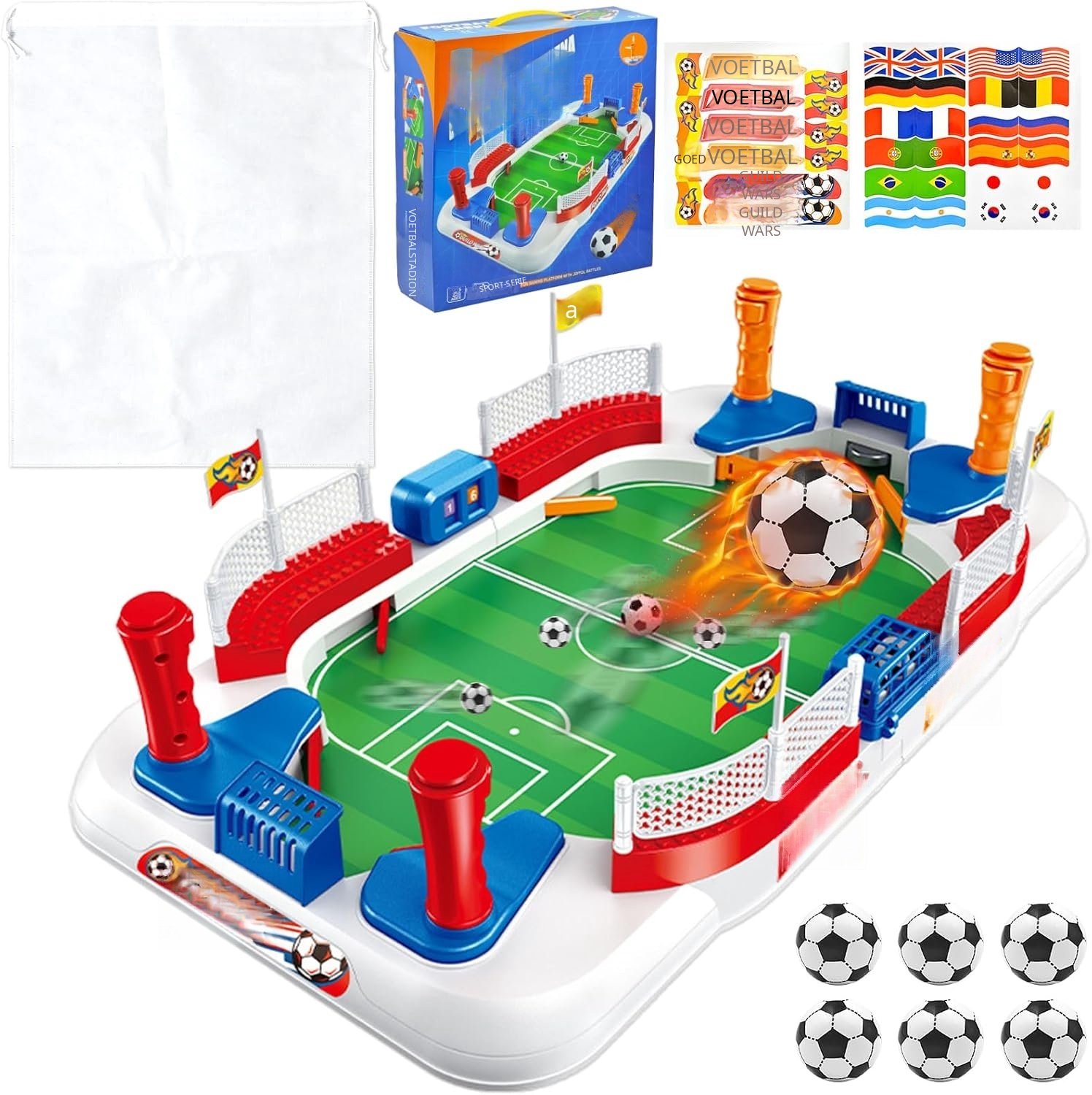QEVA Voetbaltafel - Tafelvoetbal - Foosball Tafel - Reed, Blauw -10cm x 10cm x 10cm