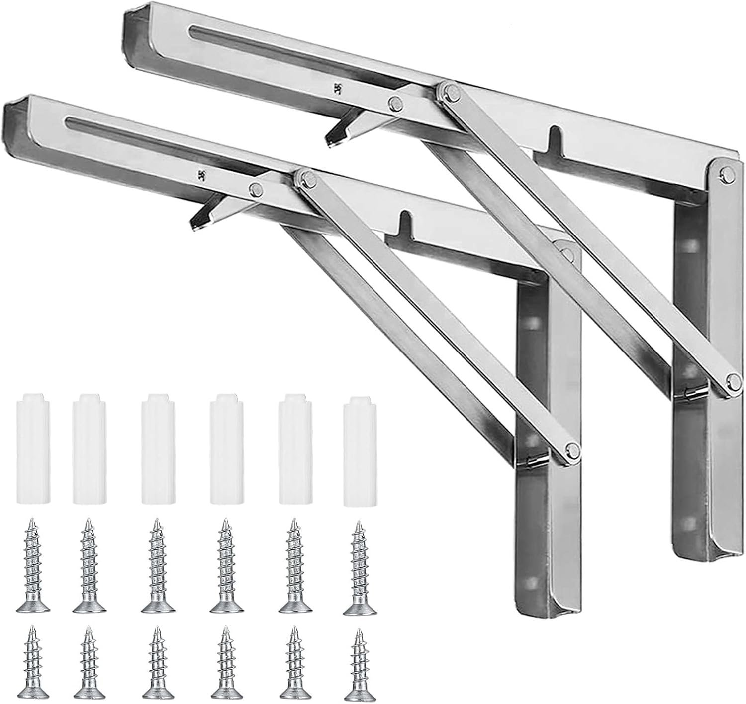 Vouwbare Planksteunen 350mm - Heavy Duty RVS - Maximaal 80kg - Ruimtebesparend gebruik - ShopVlot