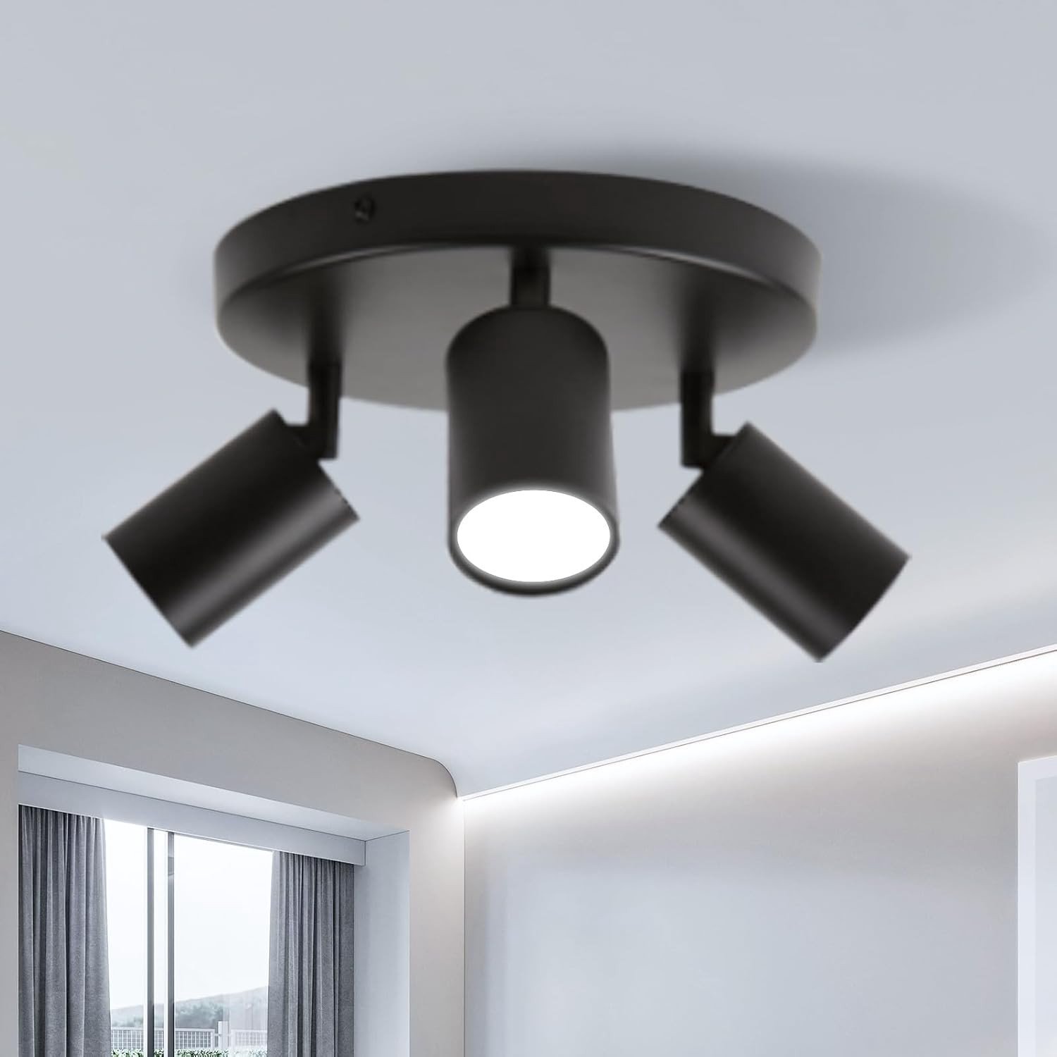 Plafondlamp - Zwart - Opbouwspot - 3-Lichts GU10 - Voor Binnengebruik