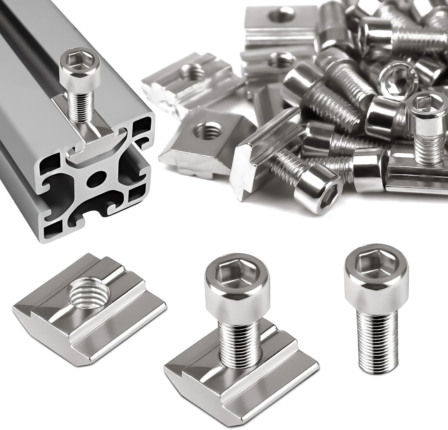 Set van 30 Sleufmoeren voor T-Groove Rail met Schroeven - Carbon Staal Sleufmoeren voor Aluminium Profiel Extrusie en Bevestiging