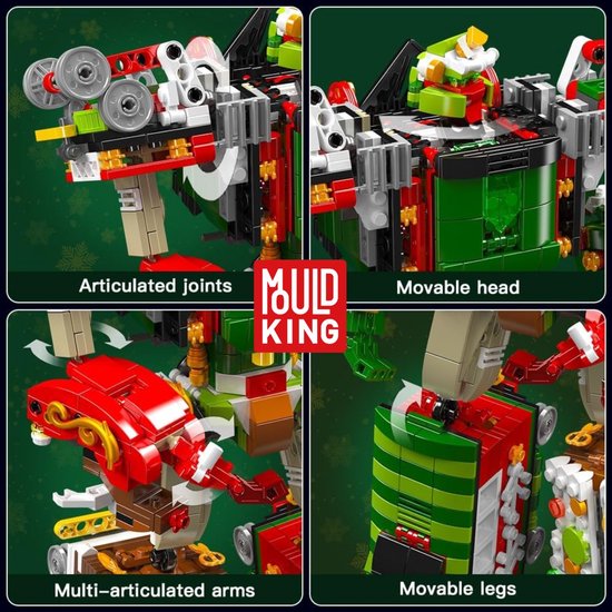 Mould King - 12028 2in1 Technic Transformers Trein bouwset | Classic Christmas Icons Robot Action Figure | Geschikt voor Lego | Kerstboom Creator Modelbouw | Kerst decoratie geschenkset voor volwassenen & kinderen | Bouwdoos met 1522 bouwstenen — cadeau in Spellen & Speelgoed - foto 2
