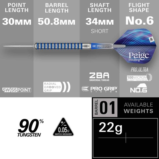 Target Paige Pauling G1 Swiss Point 90% - Dartpijlen — afbeelding 5