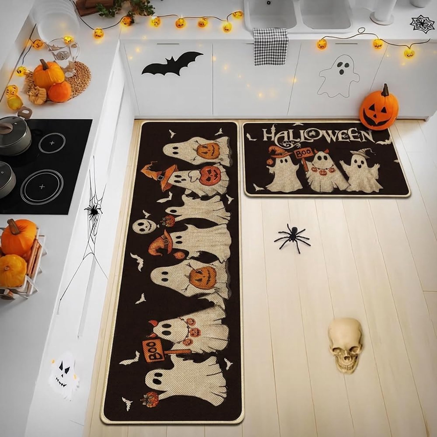 Set van 2 tapijten voor de keuken, Halloween, vintage tapijt, geest