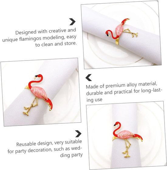 2stuks Flamingo Servet Ringen Elegante Servet Clips Voor Feesten Unieke Flamingo Ontwerpen Decoratieve Houders Voor Tafel Voor Bruiloften Verjaardagen — afbeelding 5