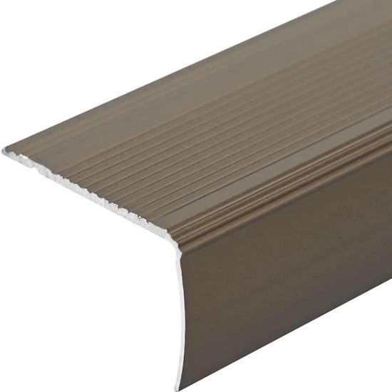 30 stuks traprandprofielen, 67 x 3 x 2 cm, aluminium, trapbescherming, L-profiel, bruin, antislip — afbeelding 2