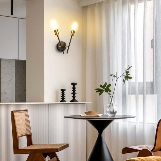 Vintage wandlamp, 2 lampen, E27, industriële plafondlamp, moderne metalen wandlamp, plafondlamp voor woonkamer, slaapkamer, keuken, hal, zonder lamp — afbeelding 4