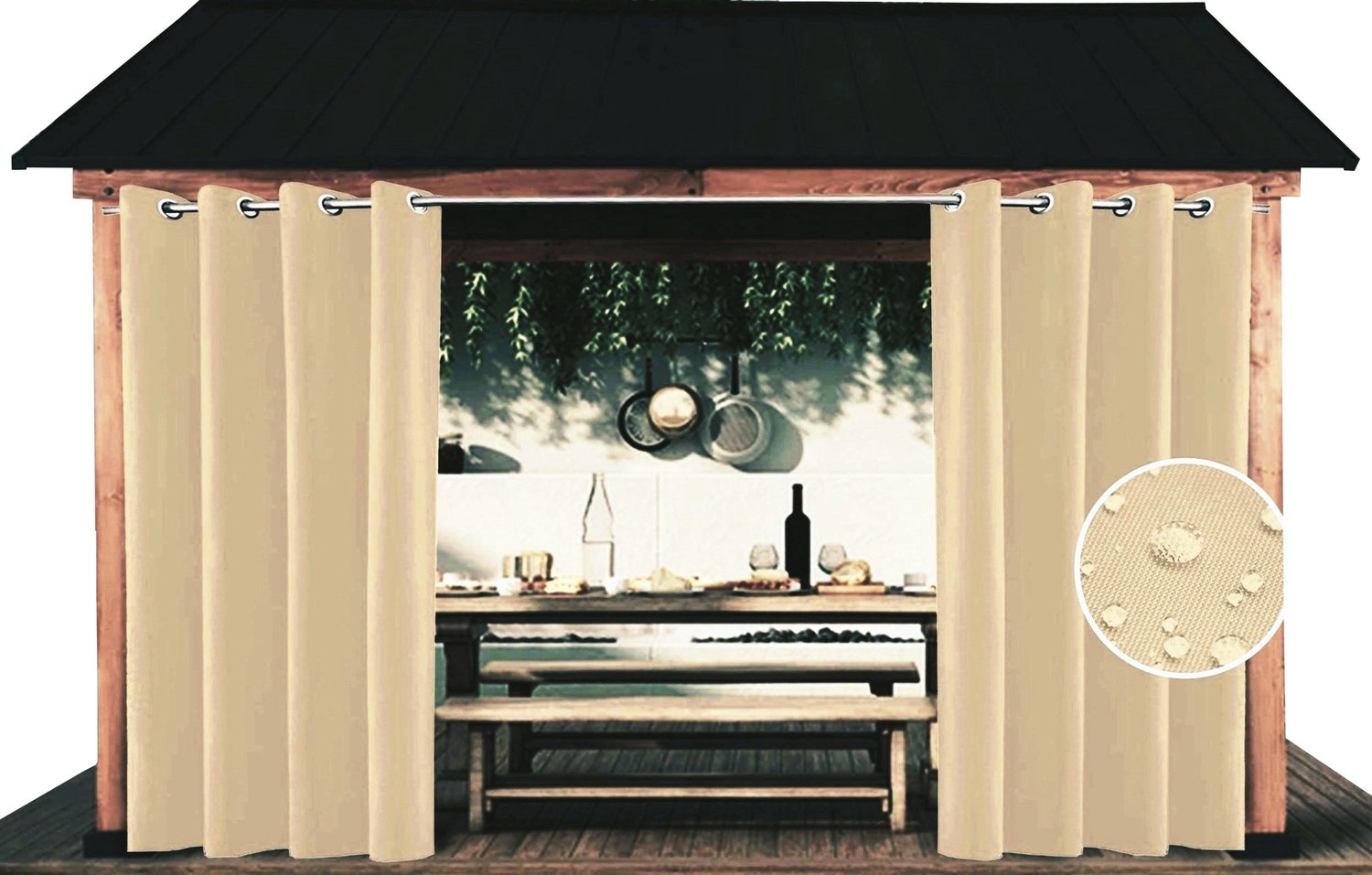 Waterdichte Terras Gordijnen 155x220 cm - Tuinhuis, Balkon