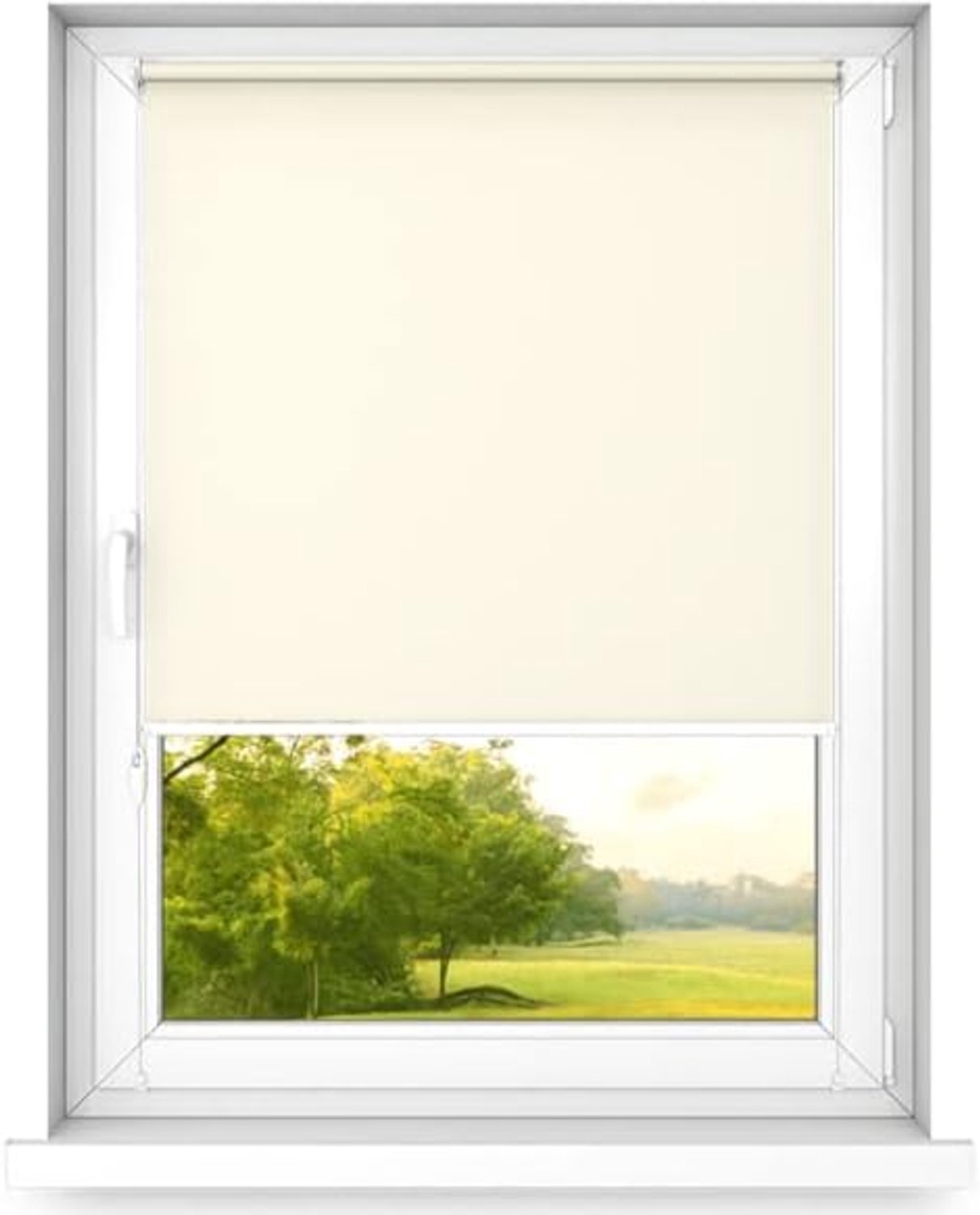 mini rollo basic - Rolgordijn - Niet-invasief - Raamrolgordijn binnen zonder boren - Niet-invasieve handgrepen - Dimmen rollo - 1200x2500mm Licht crème - Bediening aan de Rechterkant