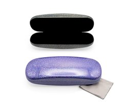 TRUEIN 2 Stuks Draagbare Hardcase Brillenkoker - PU Lederen Harde Schaal Glitter Brillenetui voor Meisjes, Tieners, Vrouwen en Kinderen - Met Reinigin