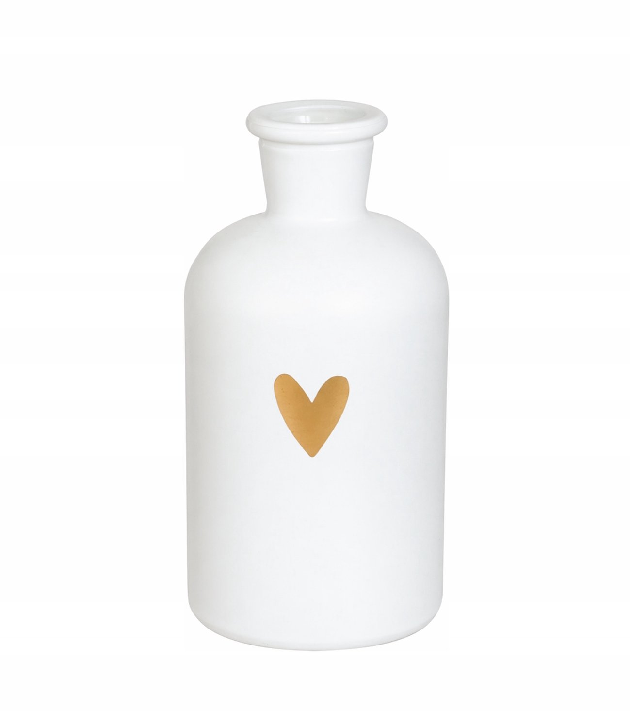 Modieuze Witte Glazen Vaas 12cm met Gouden Hart - Decoratief