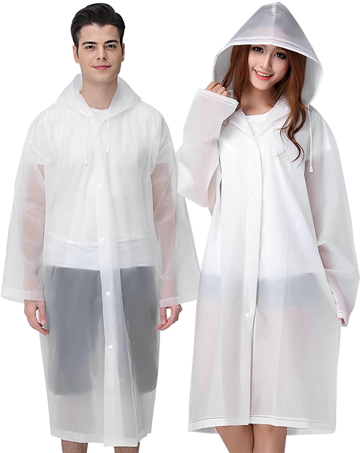 Regenponcho voor volwassenen, herbruikbaar - 2 stuks – Noodregenjas met capuchon en trekkoord voor mannen en vrouwen