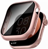 Stravo Case / Hoesje voor Apple Watch Series 12 42mm – Full Cover met Privacy Screenprotector – Anti-Spy Hardcase Beschermhoesje – Roségoud