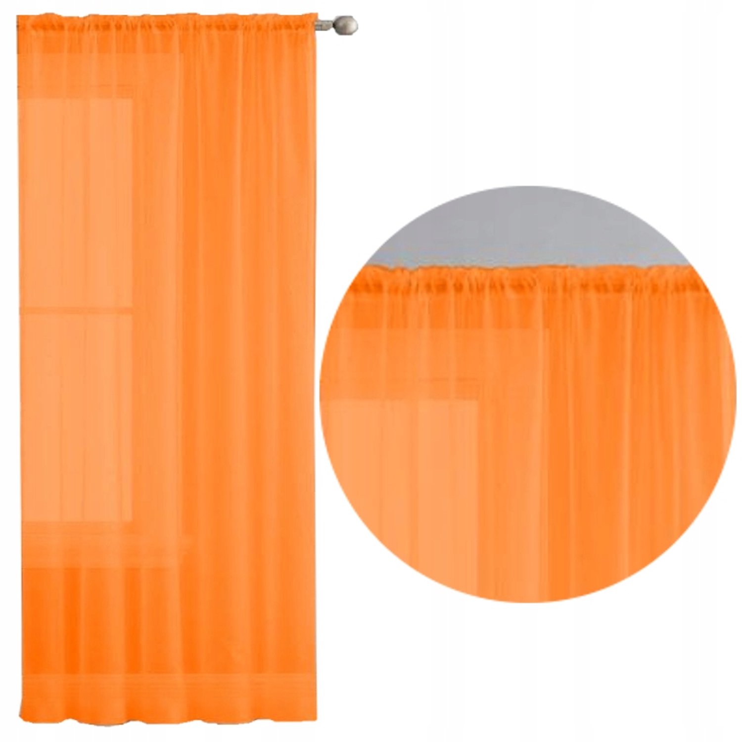 Lichtgordijn Voile Oranje 145x245 cm - Tunnelophanging