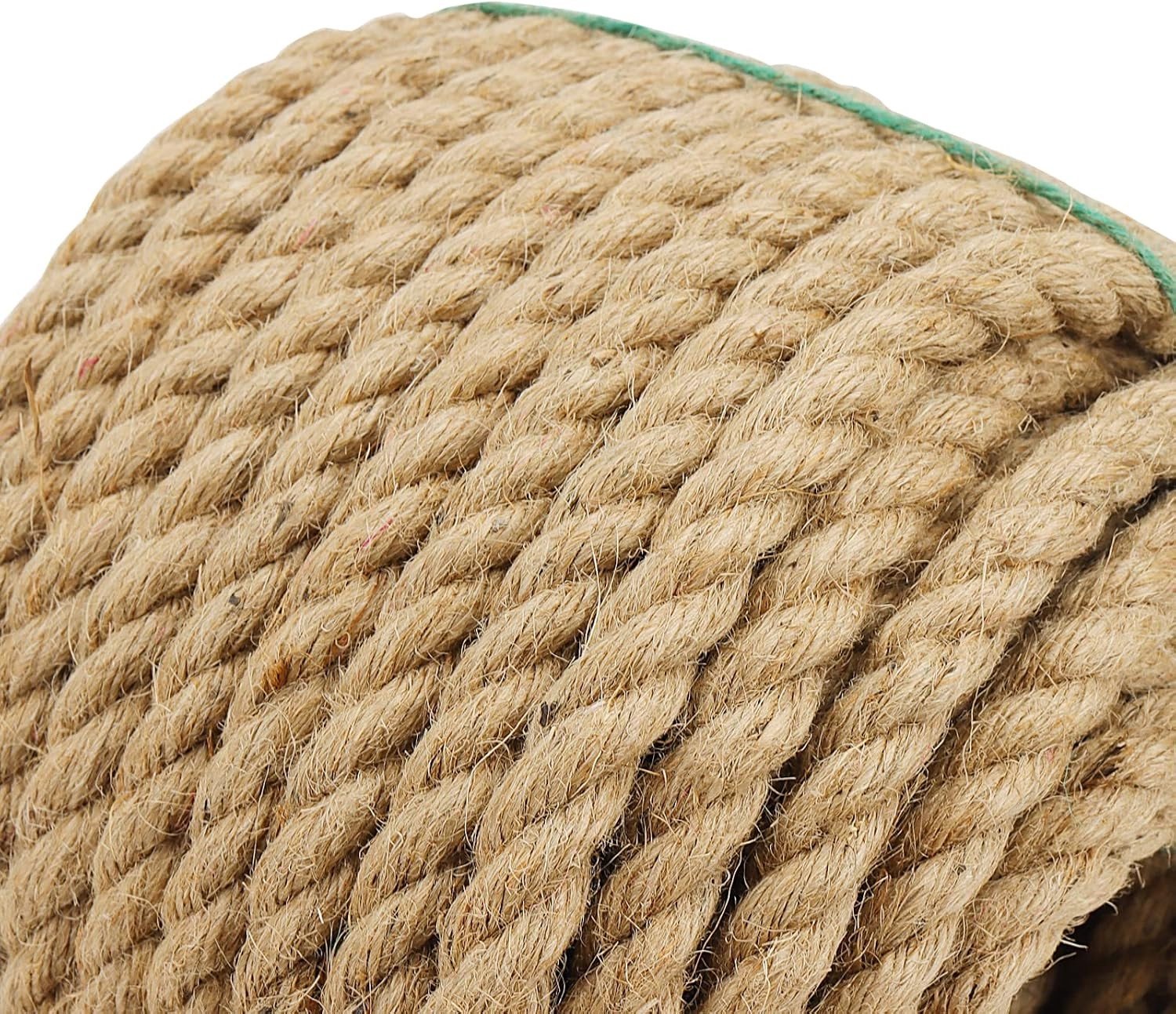 Natuurlijke Jute Touw van 30m x 1.2cm, Geschikt voor Knutselen, Krabpaal en Decoratie, Duurzaam en Sterk