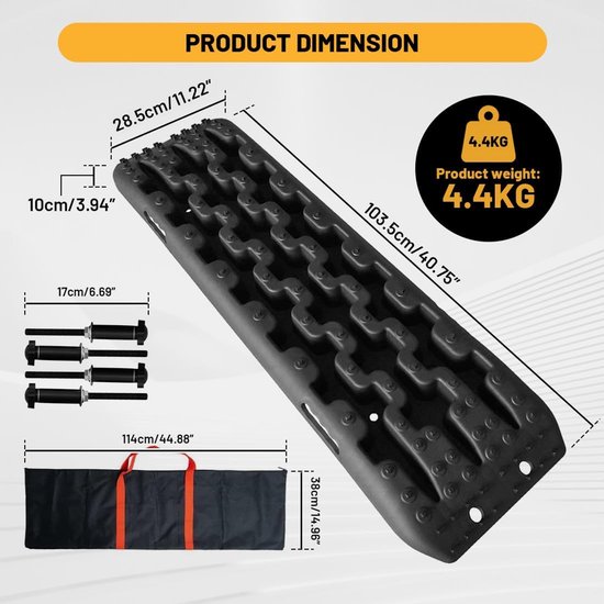 2 Stuks Zandplaten,10T Tractieplanken Offroad voor SUV en Auto,Zwart — afbeelding 5