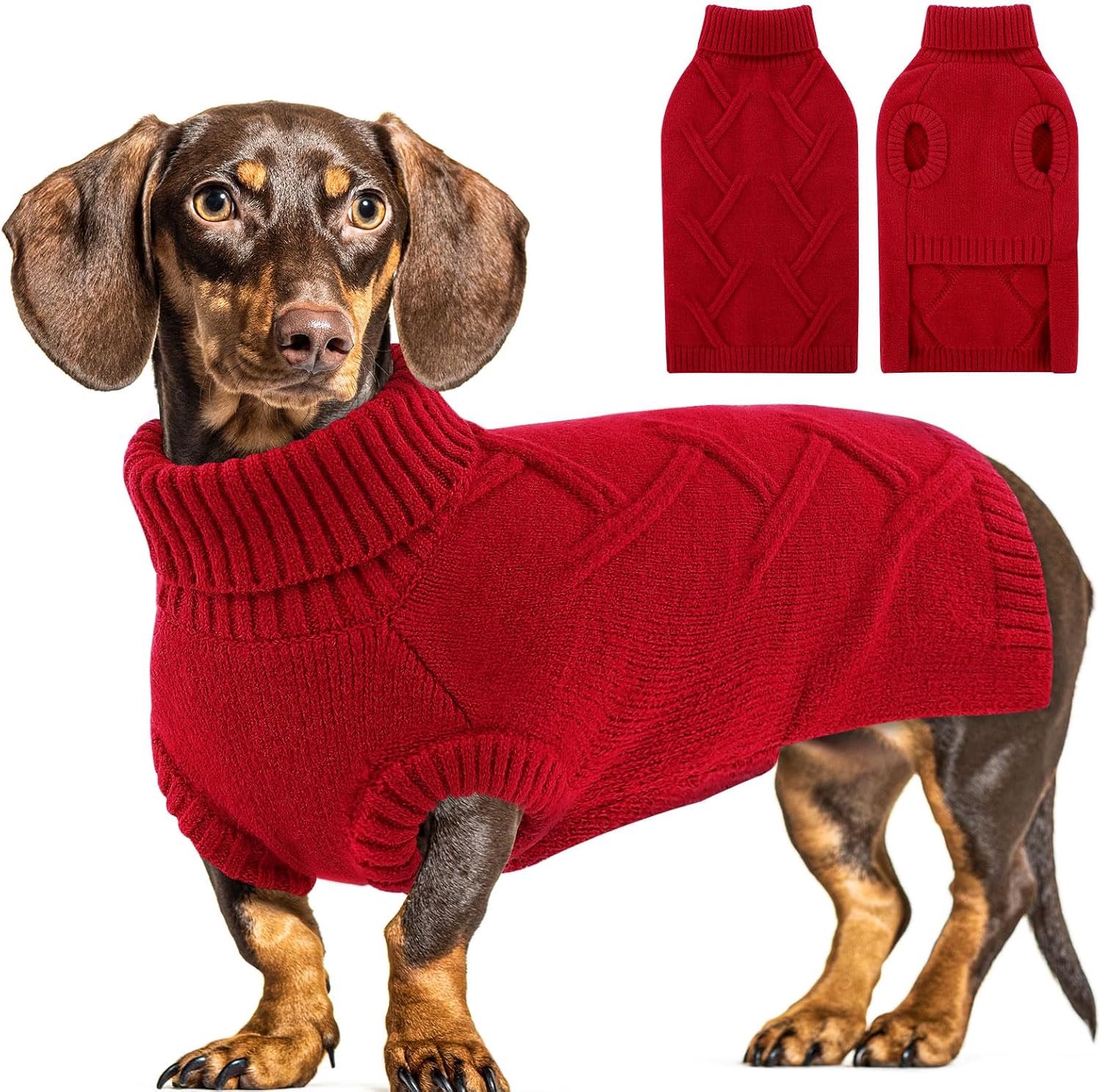 Hondentrui voor middelgrote honden, zacht en warm, hondentrui voor middelgrote honden, voor teckel, bulldog, Franse bulldog en whippet, rood, M