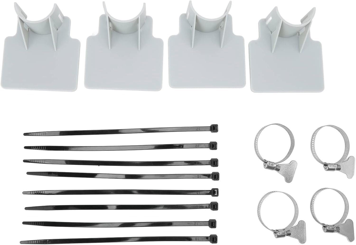 Zwembadpijphouder RVS slangklem ABS kunststof Verstelbare zwembadslang steunbeugel voor zwembaden Hot Tubs badkuipen 4 sets 8 x 8 x 3,7 cm (Grijs)