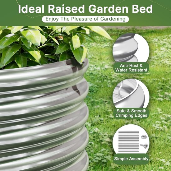 2 stuks hoog 2,4 x 1,2 x 0,5 m gegalvaniseerd verhoogd tuinbed buiten, metalen tuinbed voor groenten, bovengrondse tuinbak voor bloem, stalen verhoogde bedden voor tuinieren — afbeelding 4