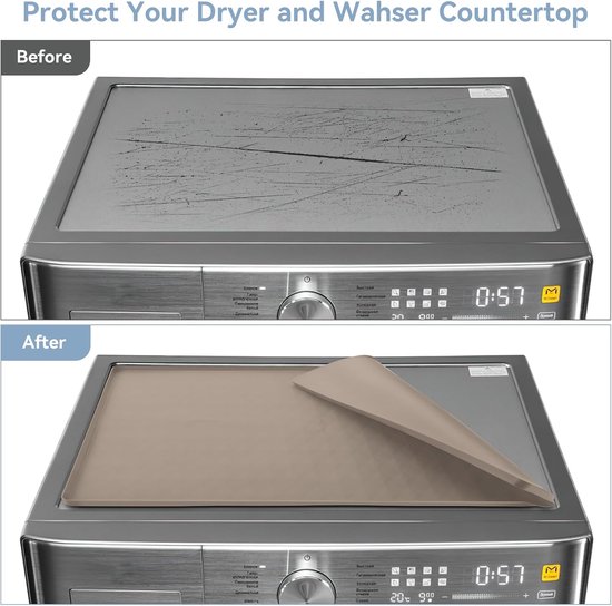 2 stuks wasmachine- en drogerhoezen voor de bovenkant, 23,6 x 19,7 inch siliconenrubberen mat voor lauriermachine en droger, antislip, zwaar belastbare, waterdichte wasbare beschermmat, pad voor was- — afbeelding 4