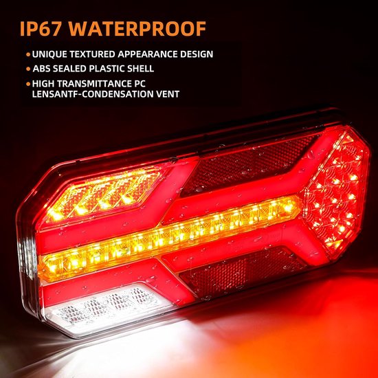 2 Stuks Aanhanger Achterlichten, IP65 12 V/24 V Superhelder Waterdicht Knipperlicht Remlicht Achteruitrijlicht Mistlamp Reflectielamp voor Aanhanger, Vrachtwagen, Caravan, Bus, Tractor — afbeelding 2
