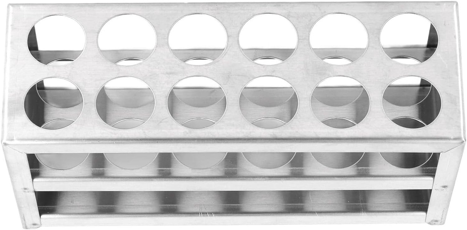 Multifunctionele RVS Testbuis Houder met 20 Gaten voor Ø10-20mm Buisjes en Hoogglans Afwerking, Ideaal voor Laboratoria en Onderwijs