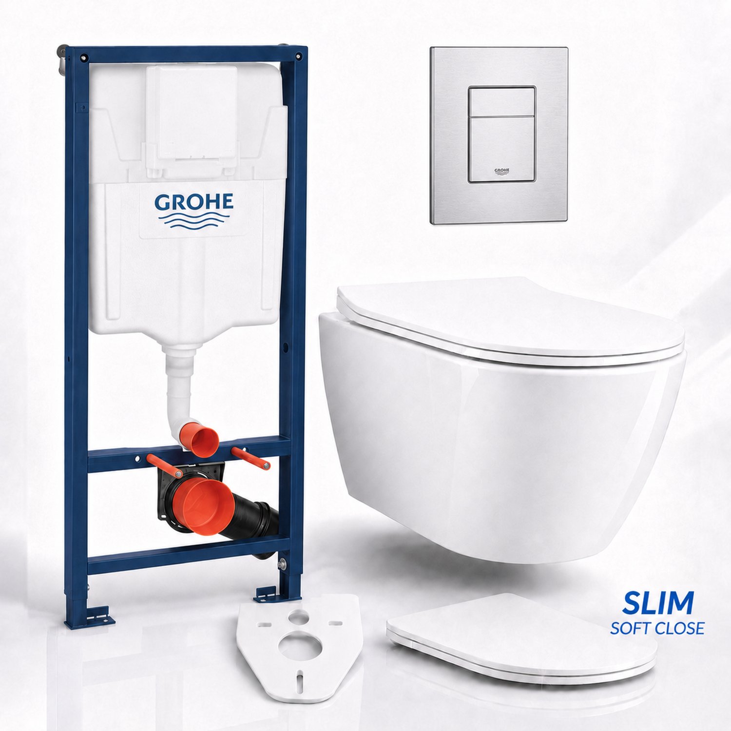 Badland toiletset - Grohe Rapid SL 5w1 FLOW M. - ROLO wit - SkateC chroom - VMD_600S BIG