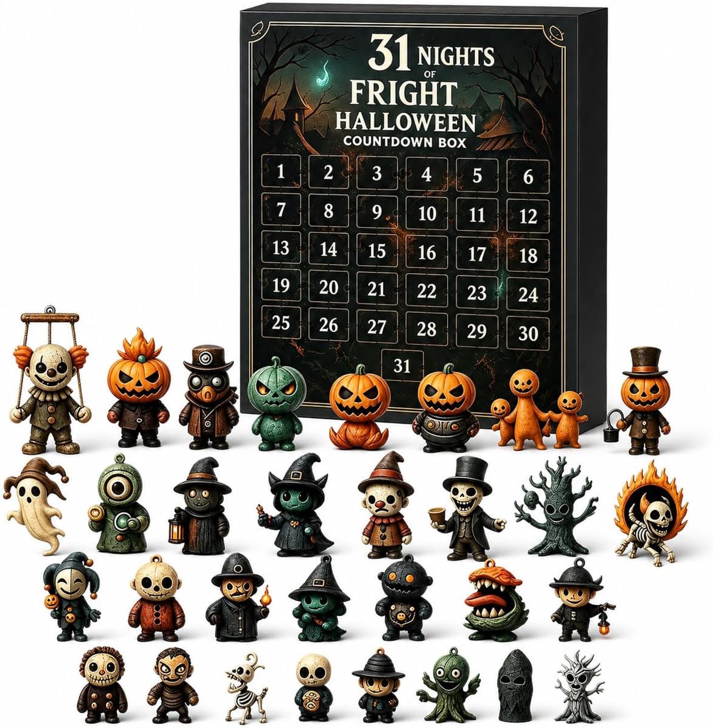 Halloween Adventskalender 2026 - 31 Dagen Countdown - 31 Mini Griezelfiguren - Voor Kinderen & Volwassenen