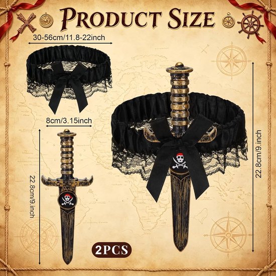 2 stuks kousenhouders piraat dolk Halloween, kousenhouder met piratenzwaard — afbeelding 3