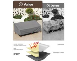Vailge Robuuste bankhoes voor terrasbank, 100% waterdichte bankhoes voor 3-zits buitenbank, voor tuin- en terrasmeubilair met ventilatieopening en handvat, 236,2 x 101,6 x 88,9 cm (b x d x h), grijs