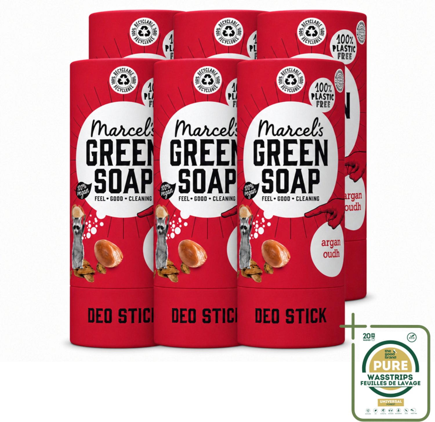 6 x Marcel's Green Soap - Deodorant Stick - Argan & Oudh - Langdurige frisheid - 40 gr - Deodorant - Argan En Oudh - Geur - Huidverzorging - Natuurlijke Deodorant