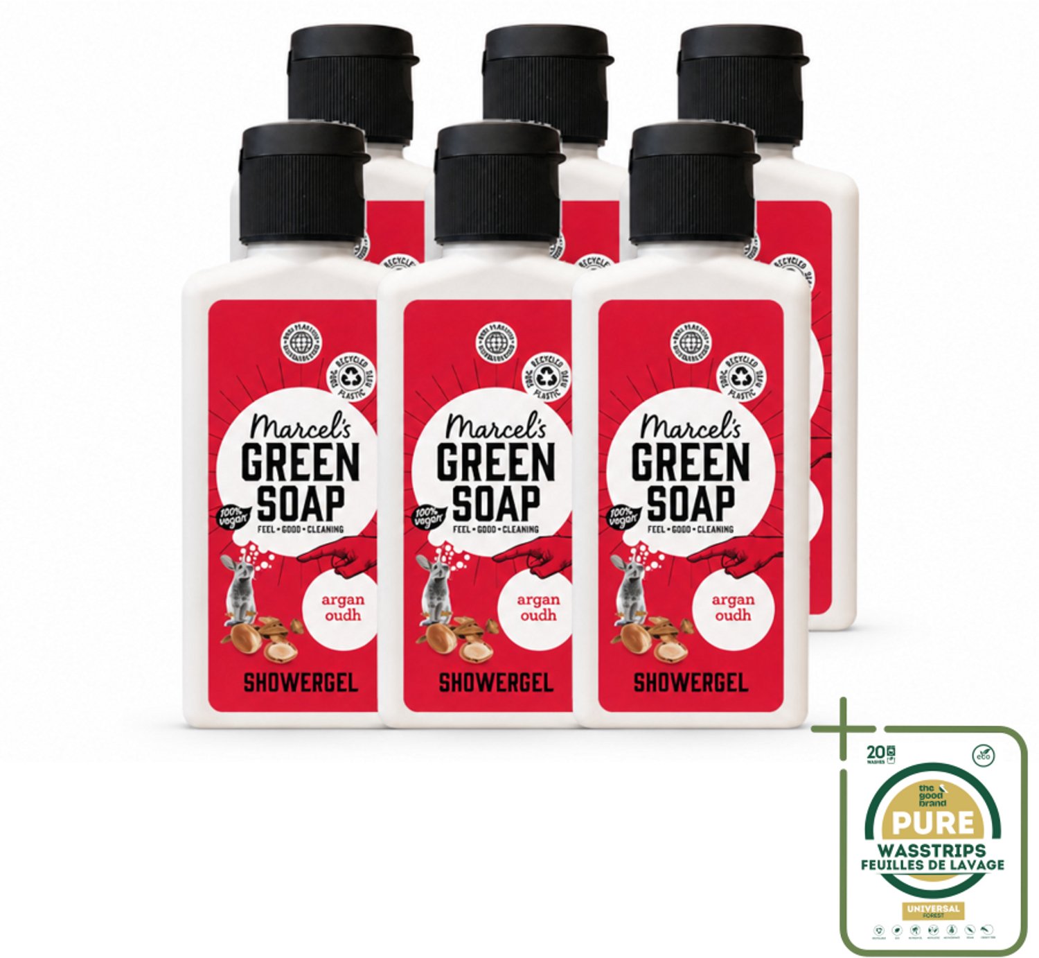 6 x Marcel's Green Soap - Douchegel - Argan & Oudh Mini - Krachtige werking - 100 ml - Wasstrips - Douchegel - Natuurlijke Douchegel - Argan En Oudh - Douchegel Mini - Milieuvriendelijke Douchegel