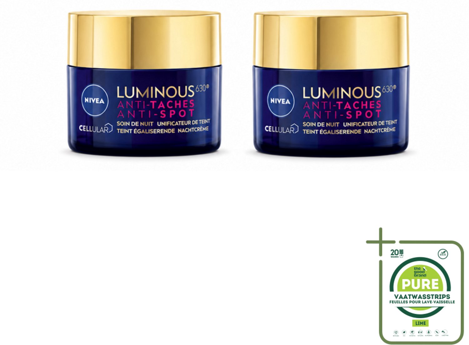 2 x NIVEA - Nachtcrème - CELLular LUMINOUS630 Tegen Vlekken - Egaliserend - Tegen pigmentvlekken - Met Hyaluronzuur - 50 ml - Grootverpakking - Anti-spot Crème - Pigmentvlekken - Huidverzorging - Nachtcrème - Huidverlichting