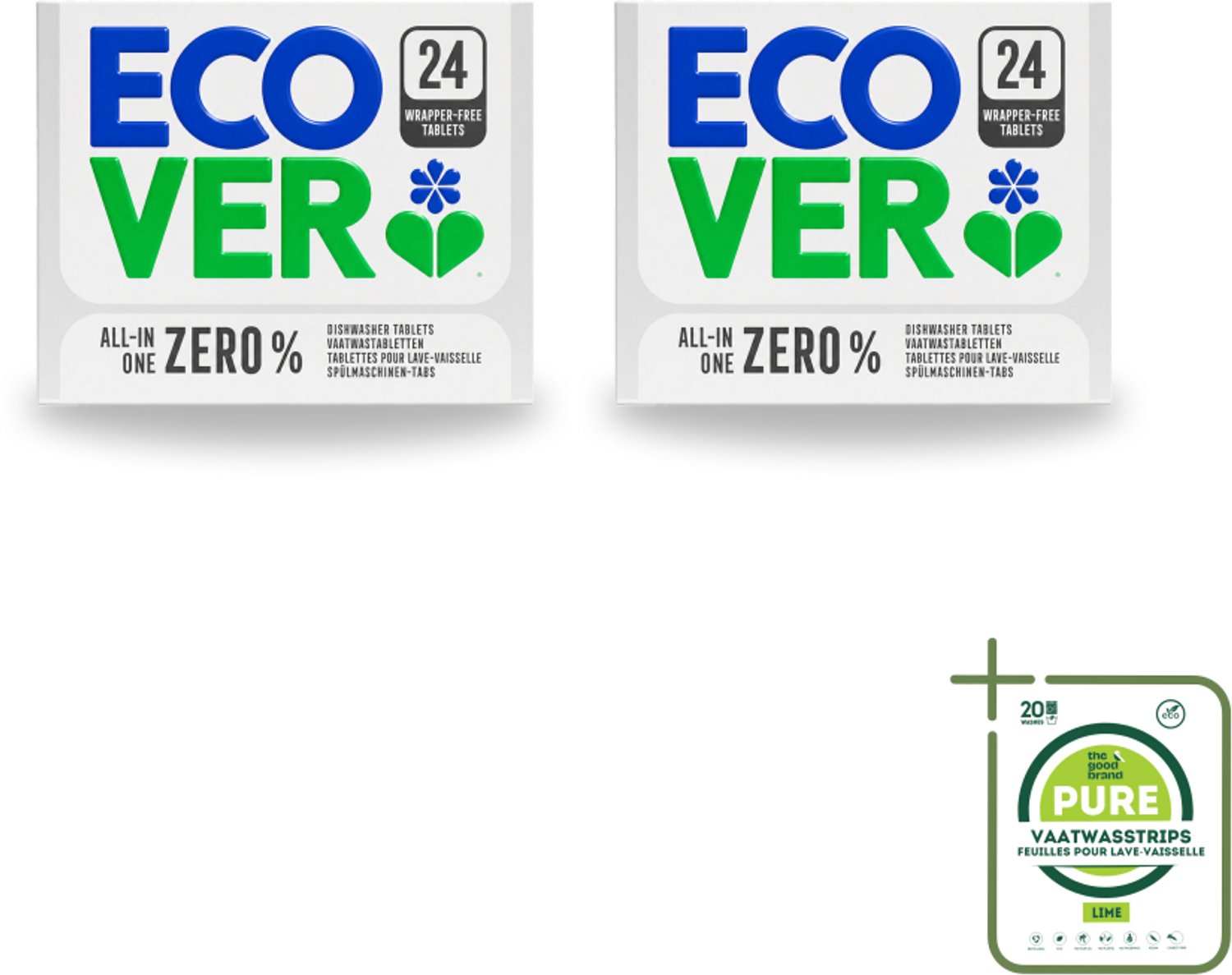 2 x Ecover - Vaatwastabletten All-in-One Zero% - 24 Tabs - Grootverpakking - Vaatwasmiddel - Vaatwastablet - Zero% Vaatwastablet - Gevoelige Vaatwasmiddel - Milieuvriendelijk Vaatwasmiddel