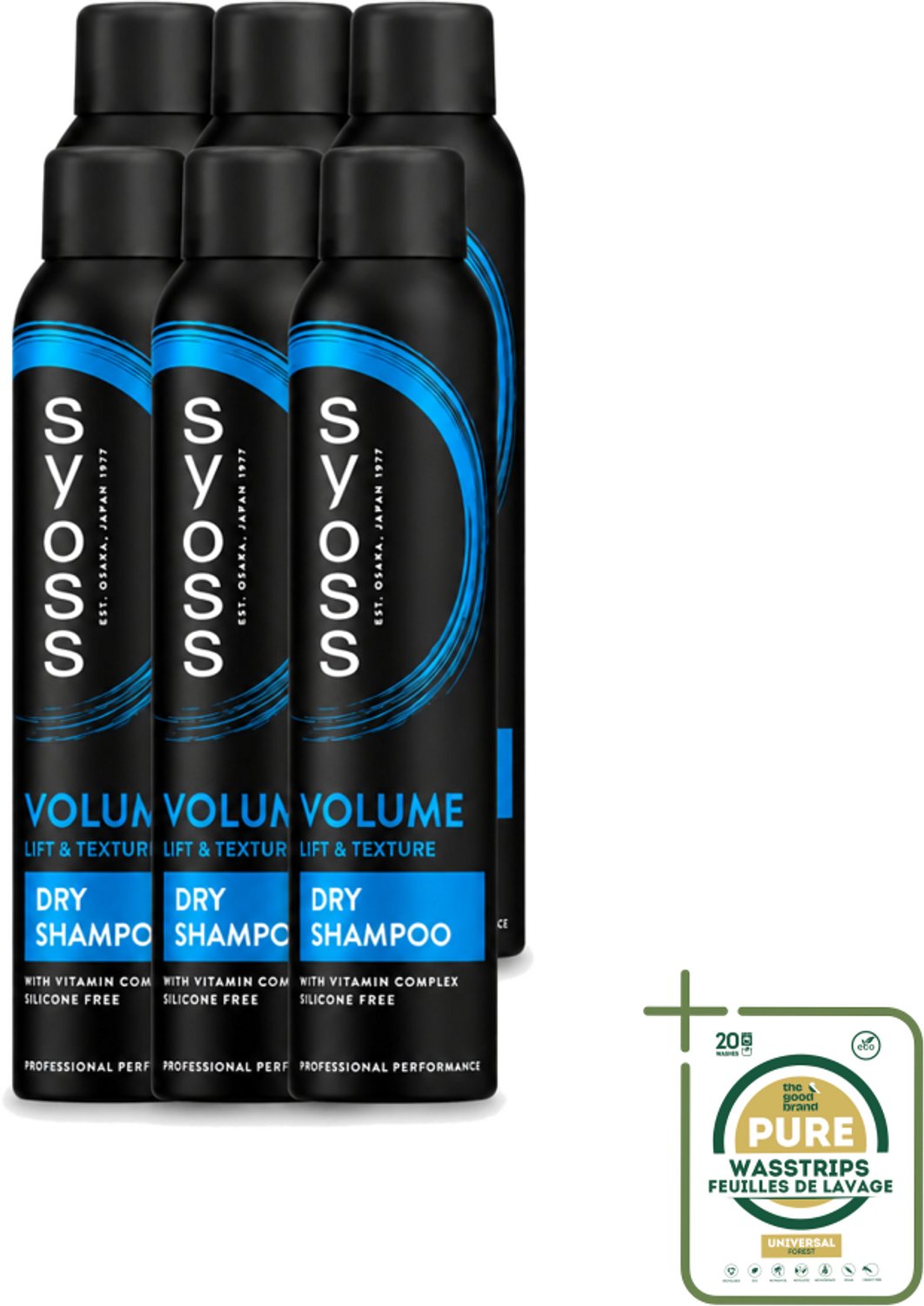 6 x SYOSS - Volume Droogshampoo - Shampoo - Voor Volumeboost - 200ml - Wasstrips - Volumeboost Haar - Droogshampoo - Fris Haar - Haarversterking - Panthenol
