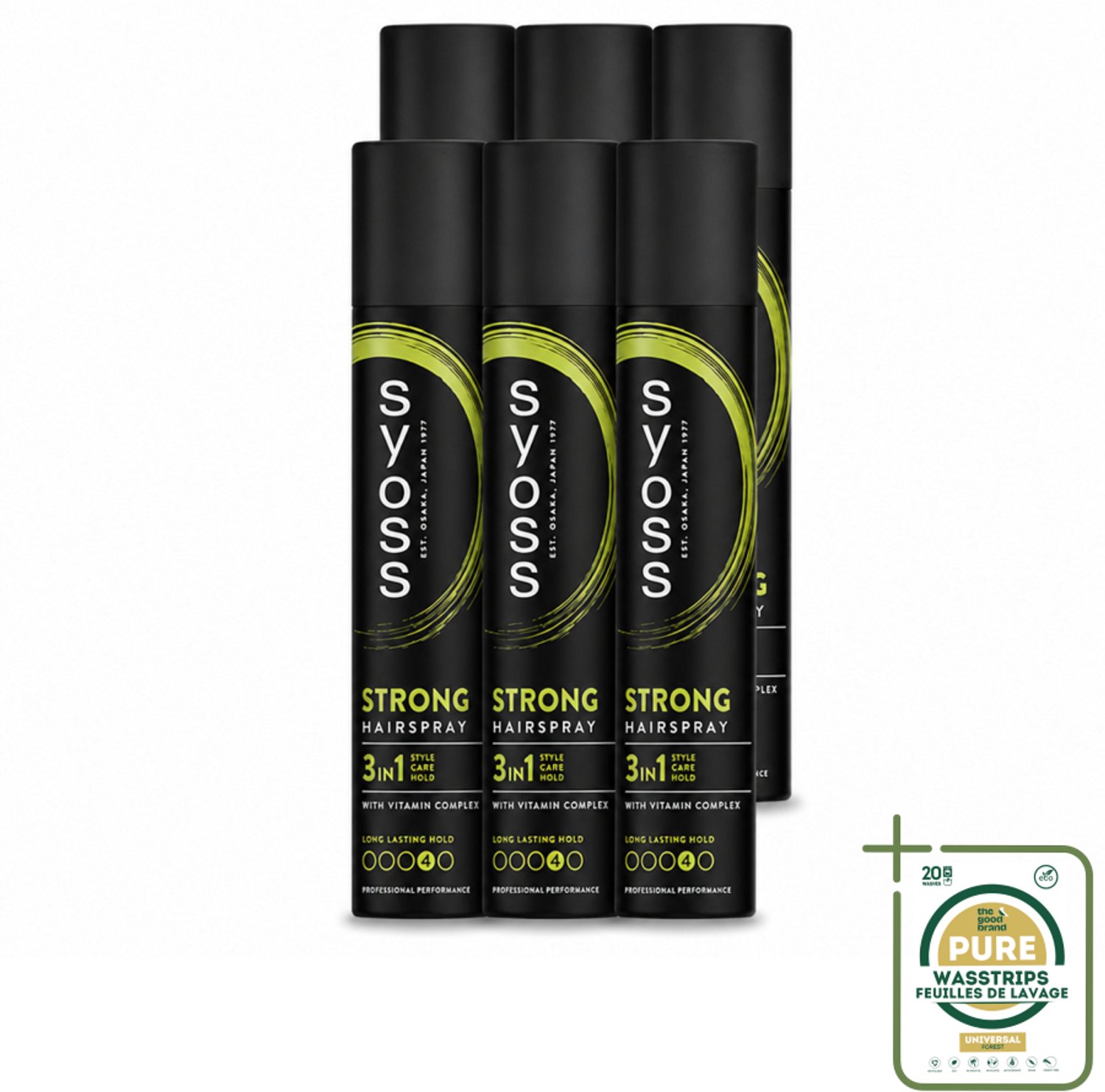 6 x Syoss - Strong Hold - Haarspray - Sterke Fixatie - 300 ml - Wasstrips - Haarspray - Sterke Fixatie - Styling - Haarverzorging - Haarherstel