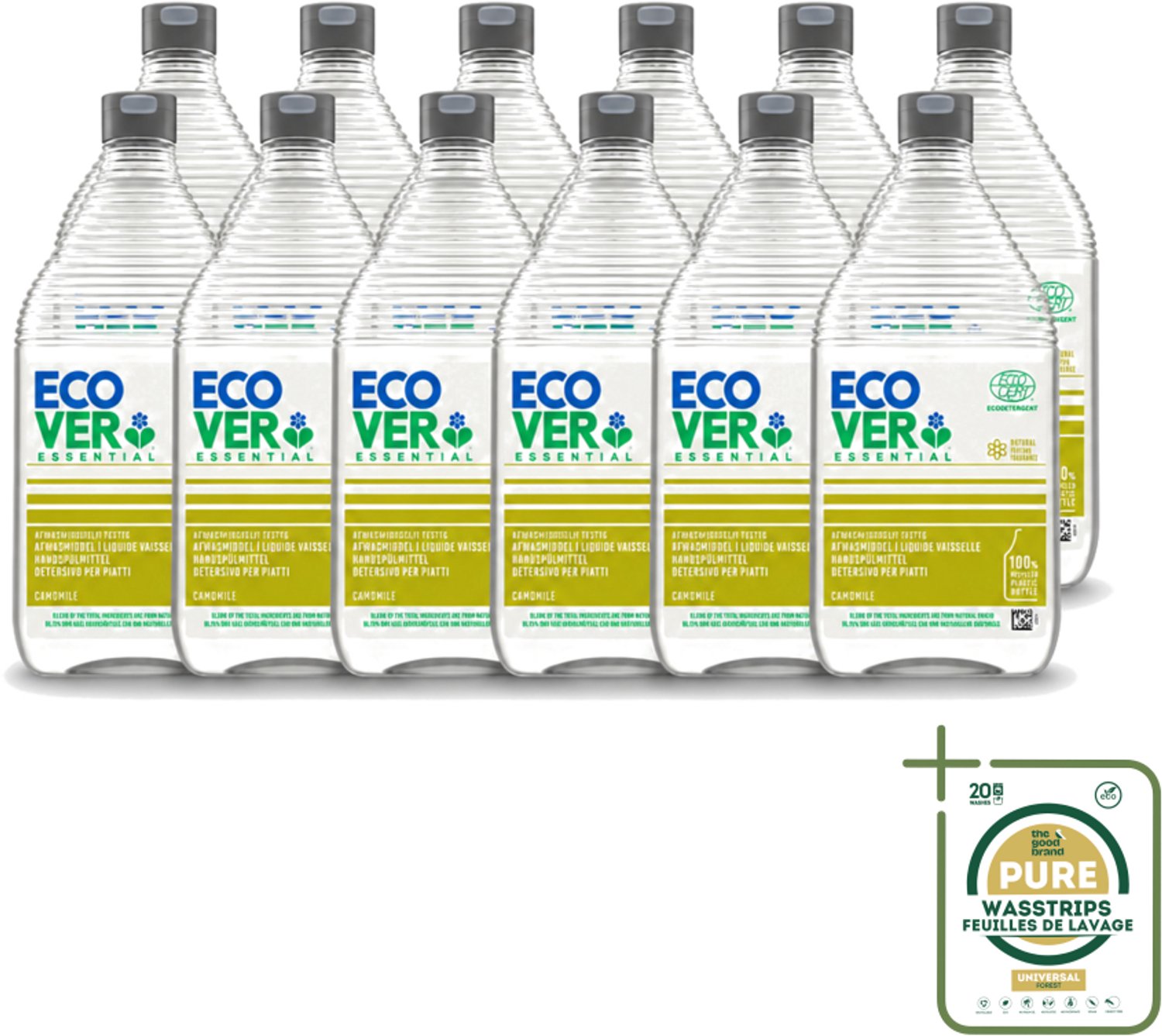 12 x Ecover - Afwasmiddel Essential - Kamille - 950 ml - Afwasmiddel Kamille - Plantaardig Afwasmiddel - Ecologisch Afwasmiddel - Kamille Geur - Vet Verwijderen