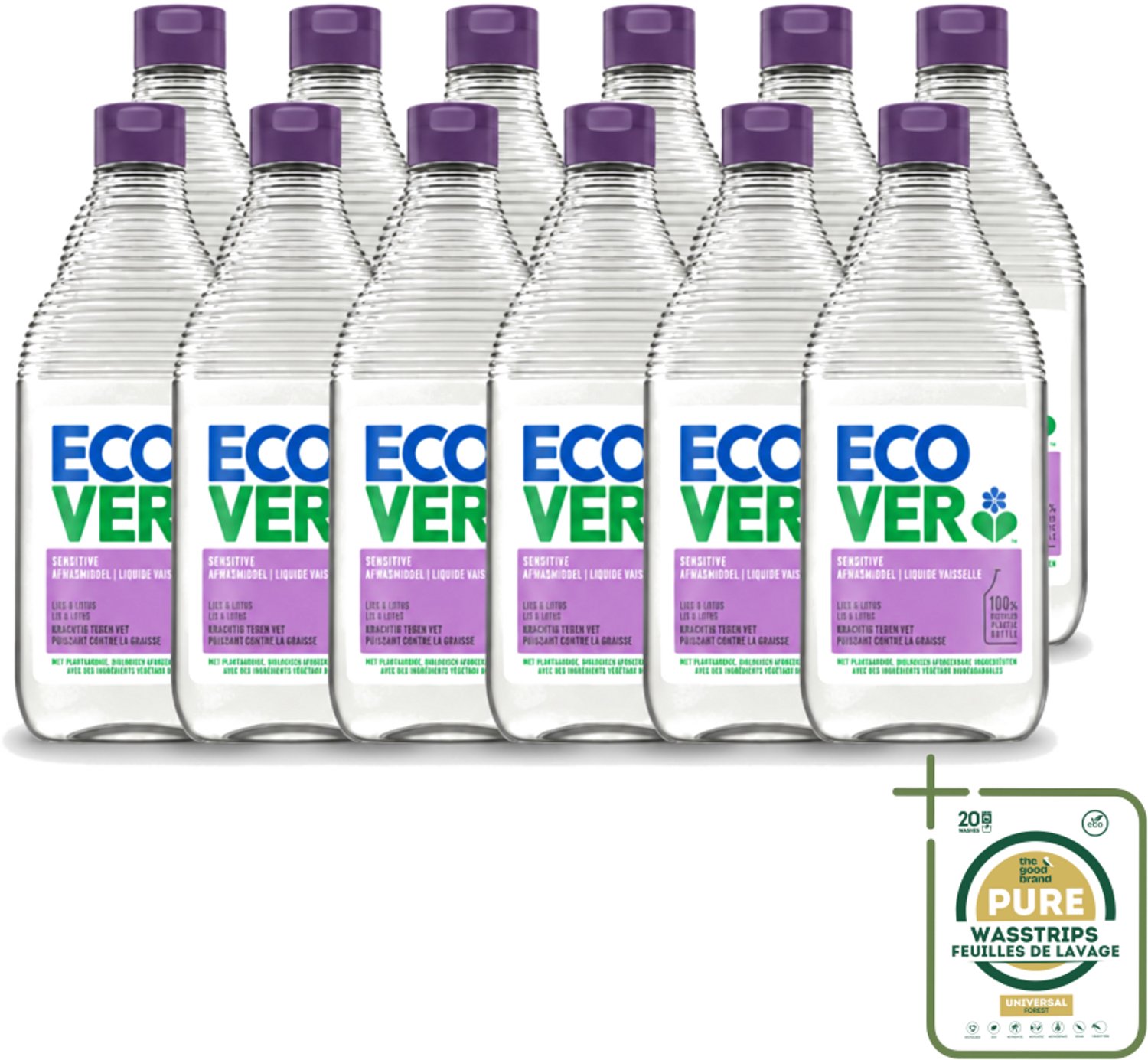 12 x Ecover - Afwasmiddel - Lelie & Lotus - 450 ml - Ecover Afwasmiddel - Natuurlijk Afwasmiddel - Plantaardig Afwasmiddel - Afwasmiddel Lelie En Lotus - Afwasmiddel Voor Vaat