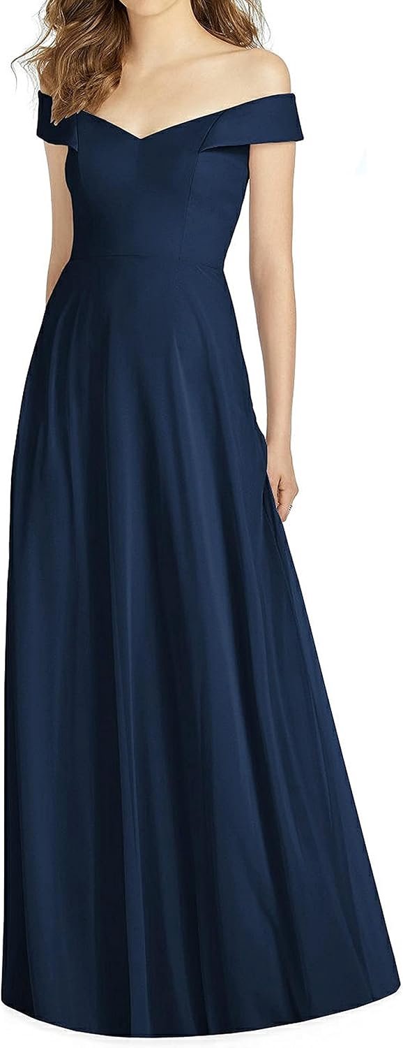 LA ORCHID Laorchid dames cocktailjurk elegante lange avondjurk V-hals jurk mouwloze baljurk vintage zomerjurk sexy partyjurk schoudervrij donkerblauw M, marineblauw, M
