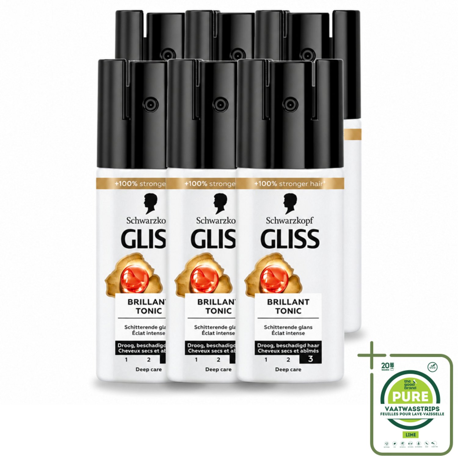 6 x Gliss - Total Repair Brilliant Tonic - Voor Droog en Beschadigd Haar - 100 ml - Grootverpakking - Haartonic - Glans - Haarverzorging - Droog Haar - Beschadigd Haar