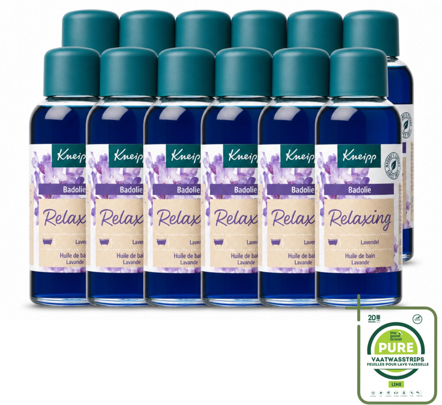 12 x Kneipp - Badolie - Lavendel - Ontspannende geur - 100 ml - Grootverpakking - Vaatwasstrips - Badolie Lavendel - Ontspanning - Rustgevende Geur - Huidverzorging - Natuurlijke Badolie