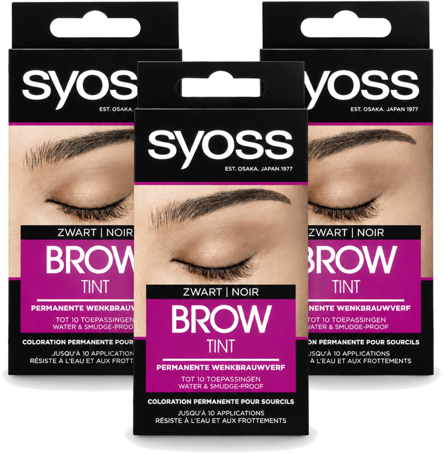3 x SYOSS - Brow Tint Zwart - Wenkbrauwverf - Langdurige Kleur - Tot 10 Toepassingen - Voordeelverpakking - 3 stuks
