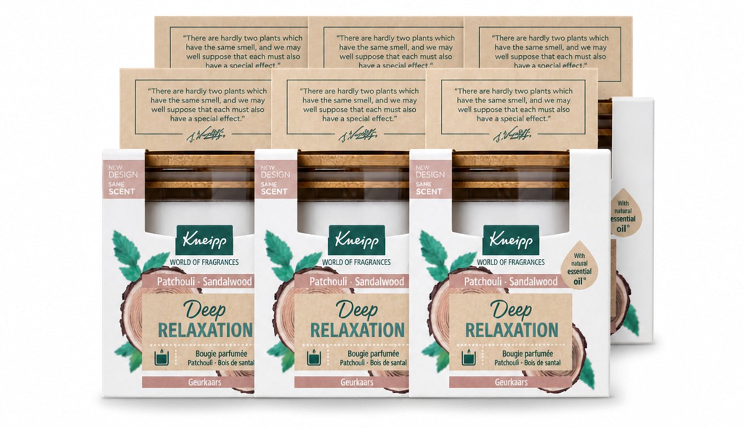 6 x Kneipp - Geurkaars - Deep Relaxation - Sandelhout & Patchouli - 20 branduren - Voordeelverpakking - 6 stuks