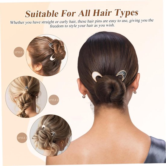 4 Stuks Delige Franse U-vormige Haarpinnen voor Dames Metalen Bun Clips met Stevige Grip Lichte Comfortabele Haaraccessoires in Wit Zwart voor Dagelijks Gebruik Feestelijke Kapsels — afbeelding 2