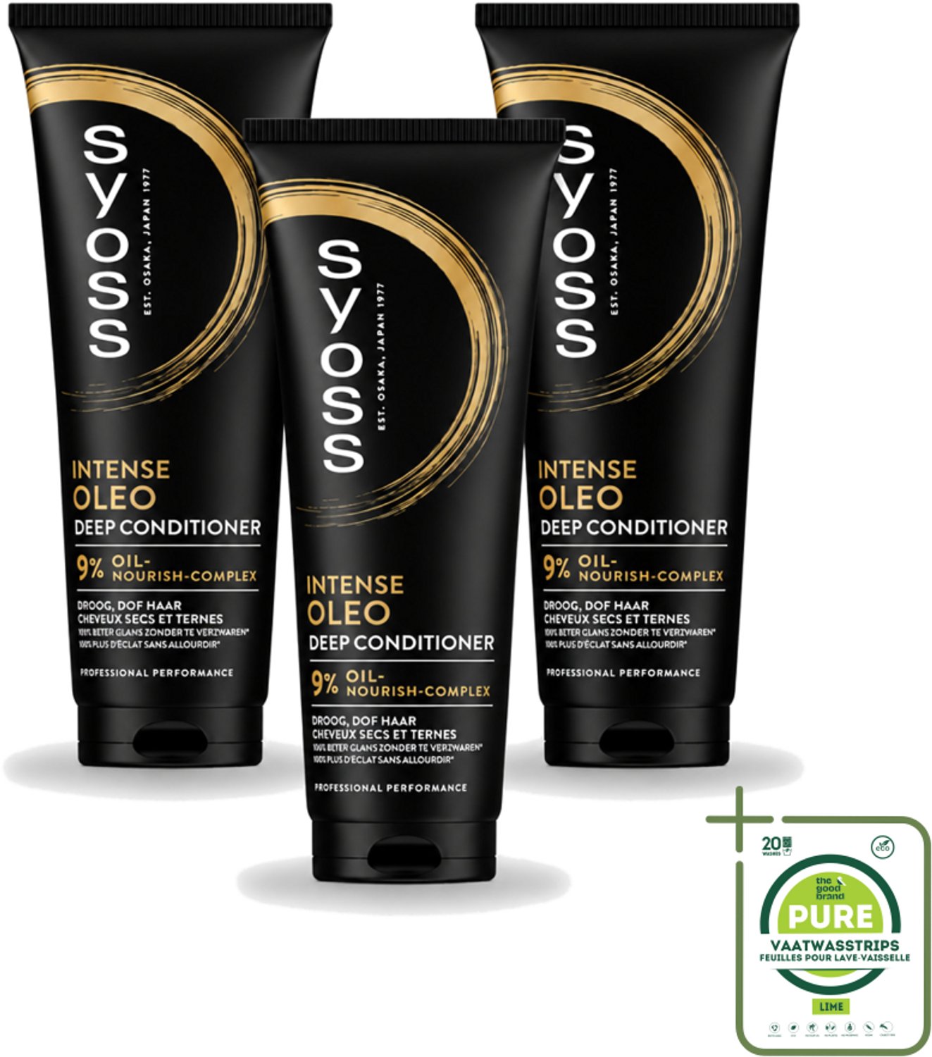 3 x Syoss - Intense Oleo - Deep Conditioner - Voedt & Verzacht - 250 ml - Grootverpakking - Vaatwasstrips - Haarvoeding - Haarverzorging - Haarzacht - Haarpluis - Haarverzwaart