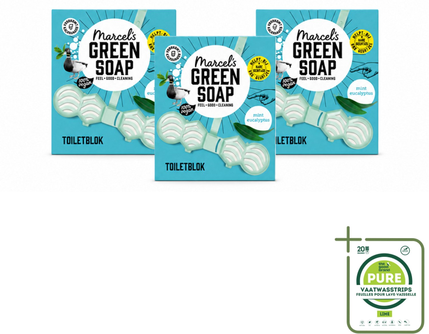 3 x Marcel's Green Soap - Toiletblok - Munt & Eucalyptus - Langdurige werking - 1 Toiletblok - Grootverpakking - Vaatwasstrips - Toiletblok - Munt En Eucalyptus - Fris Toilet - Milieuvriendelijk - Biologisch Afbreekbaar