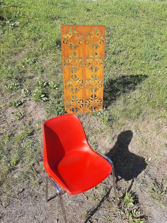 Cortenstaal patina zichtscherm tuindecoratie roest Stele 124 cm hoog 60 cm breed — afbeelding 2