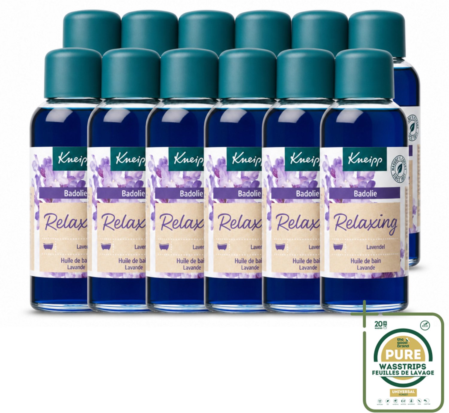 12 x Kneipp - Badolie - Lavendel - Ontspannende geur - 100 ml - Wasstrips - Badolie Lavendel - Ontspanning - Rustgevende Geur - Huidverzorging - Natuurlijke Badolie