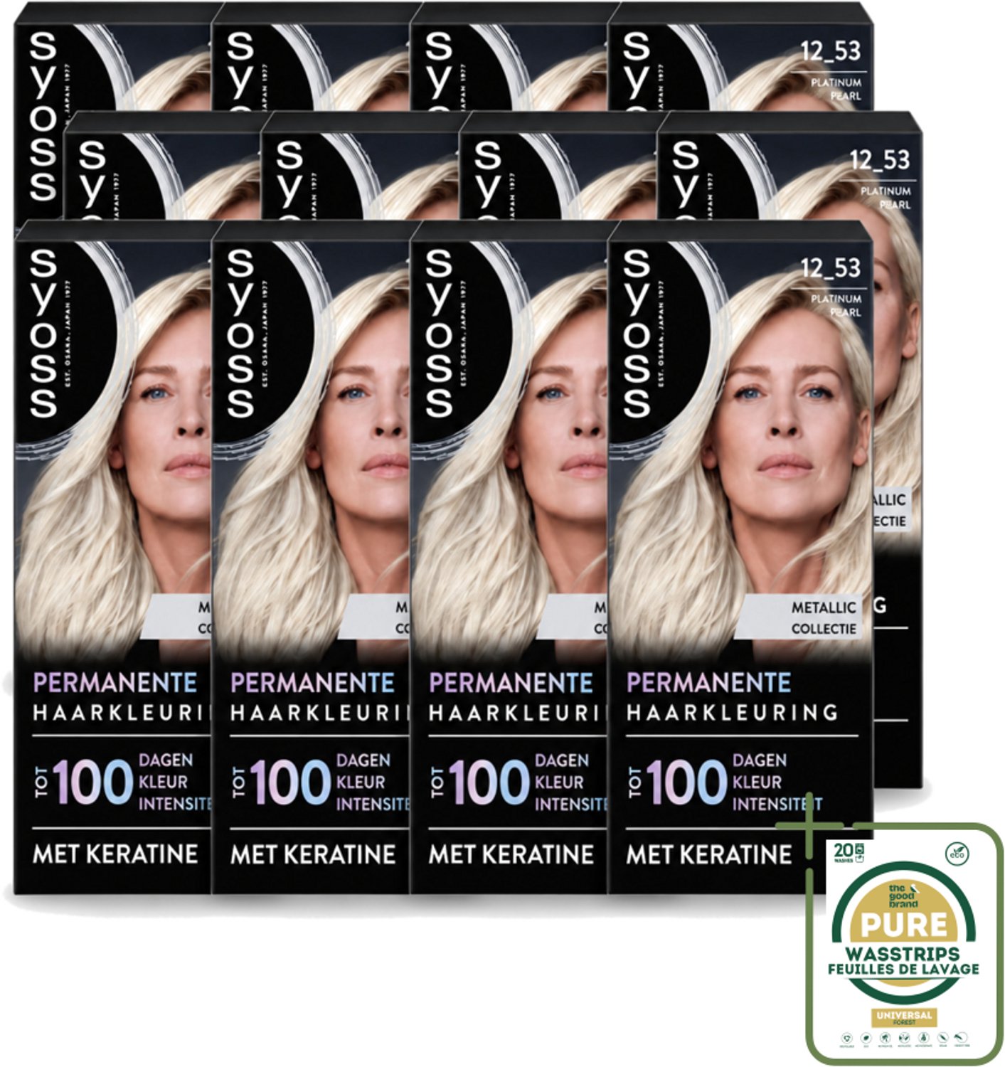 12 x SYOSS - Coloration 12-53 Platinum Pearl - Haarverf - Grijsdekking - Vermindert Haarbreuk - Wasstrips - Haarverf - Grijsdekking - Permanent Haarkleur - Haarkleur - Haarverf Grijs